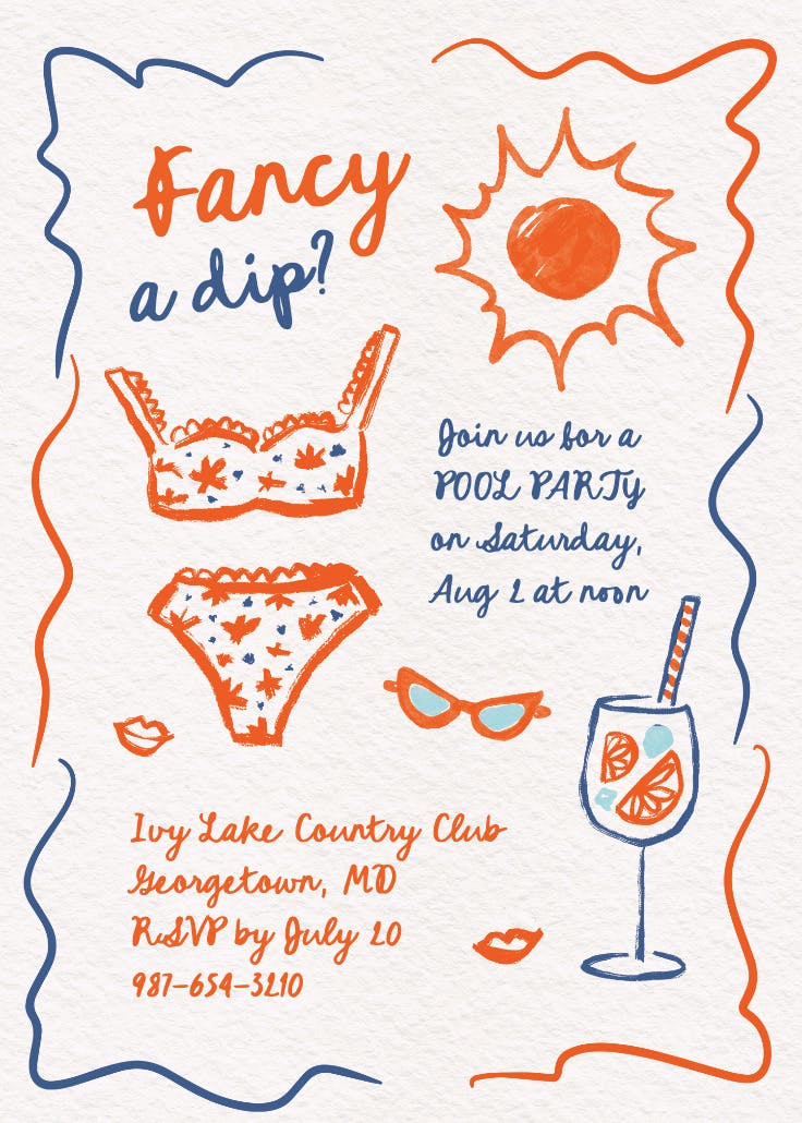 Citrus sun - pool party invitation